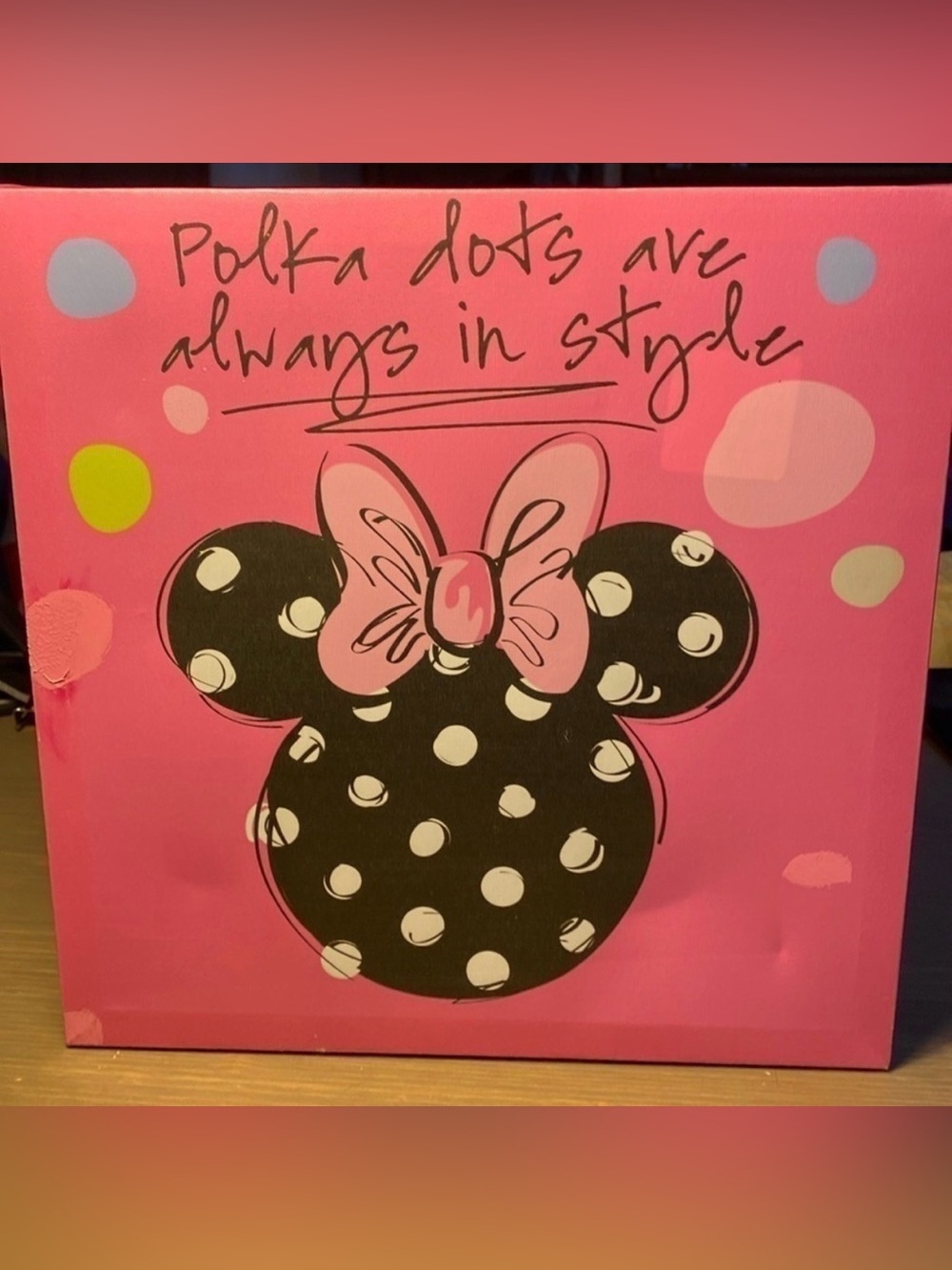 Disney Minnie Mouse Pink Canvas Wall Art Polka Dots Are Always In Style